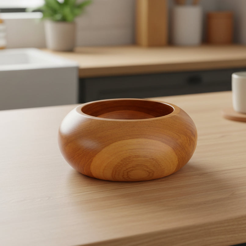 Rounded Teak Trinket Bowl