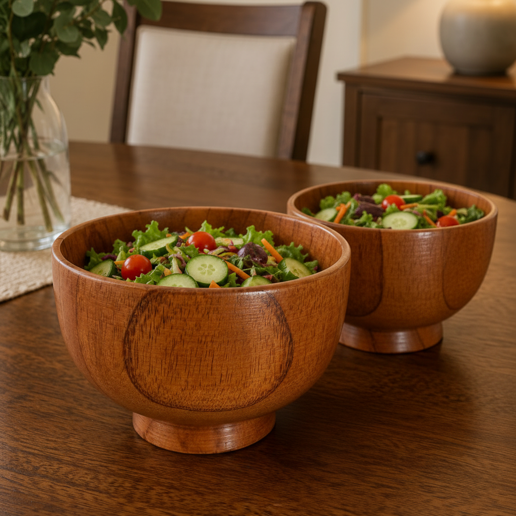 Handcrafted Wood Kitchen Set - 4 12'' Plates Plus 4 6'' Bowls