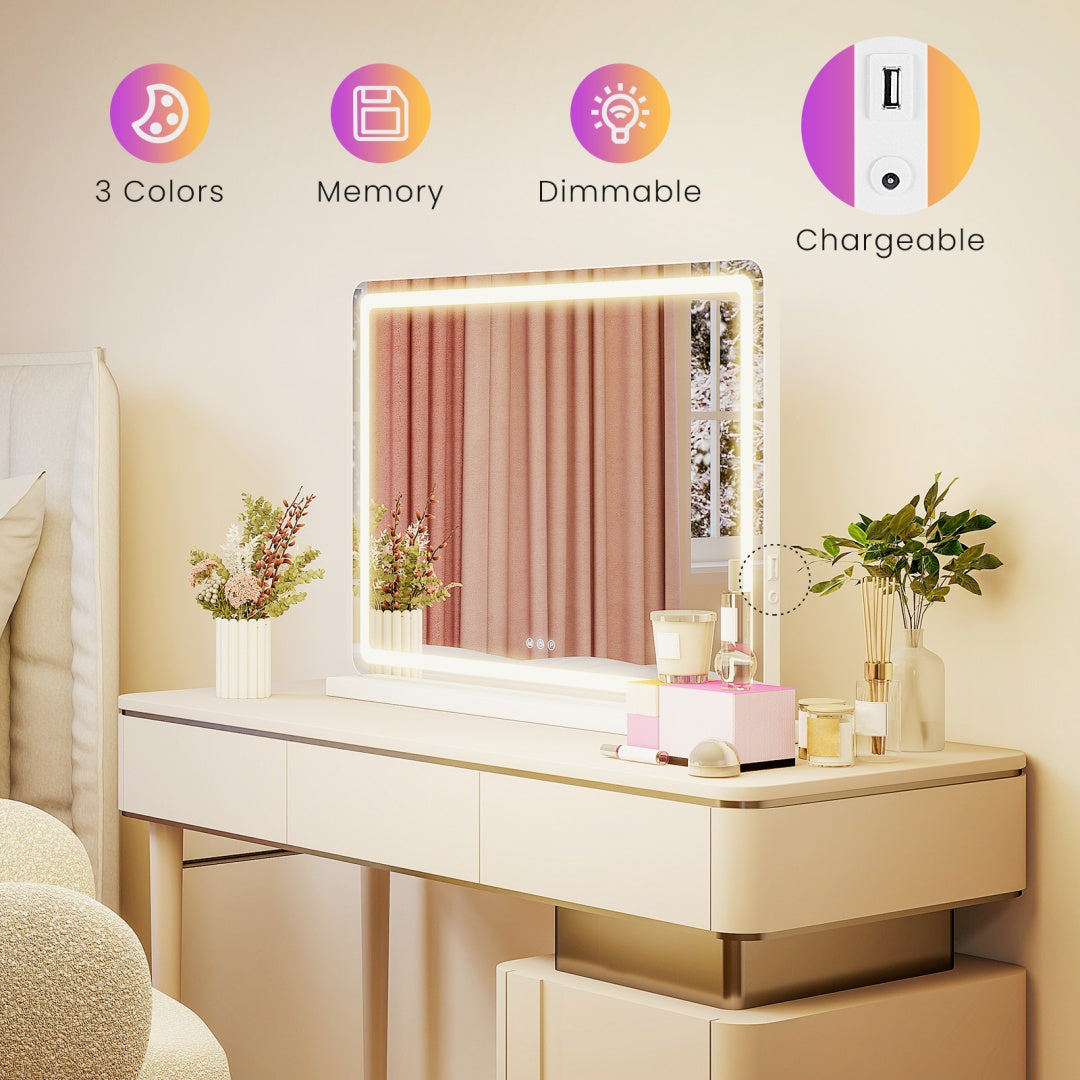 Makeup Mirror W/ Dimmable 3 Color Modes Touch Screen Control Vanity