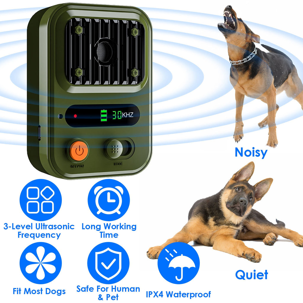 1Pc Ultrasonic Anti-Barking Device Rechargeable Auto Dog Bark Control Deterrent Box Training Device IPX4 Waterproof With 3 Frequency Max 32.8Feet Sensing Distance For Most