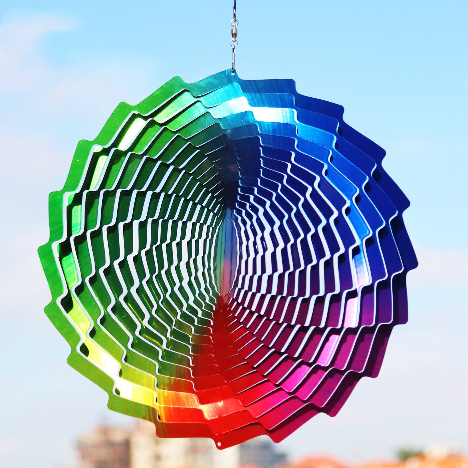 3D Wind Rotating Wind Chime Stainless Steel Colorful Tunnel Rotating Ornament