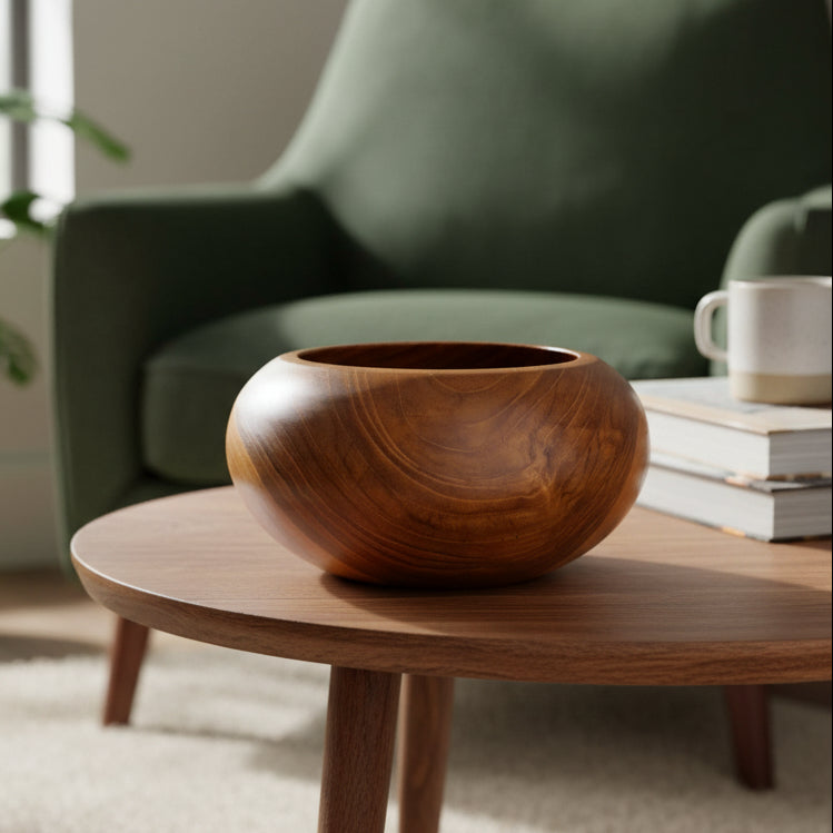 Rounded Teak Trinket Bowl