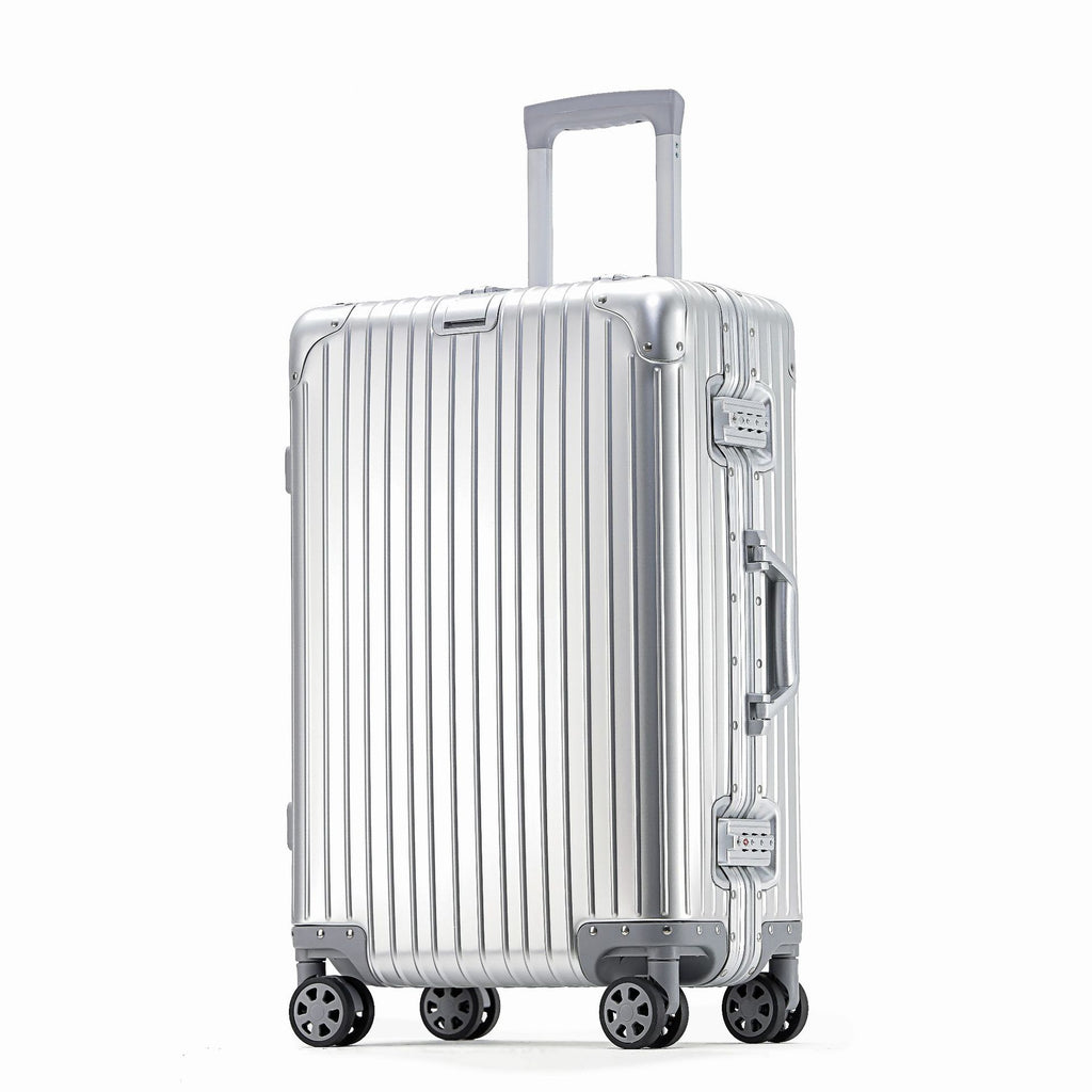 All-Aluminum Magnesium Alloy Trolley Case with Universal Wheels, Unisex Combination Lock Carry-On Suitcase, 20inch Travel Suitcase, Lightweight Travel Case