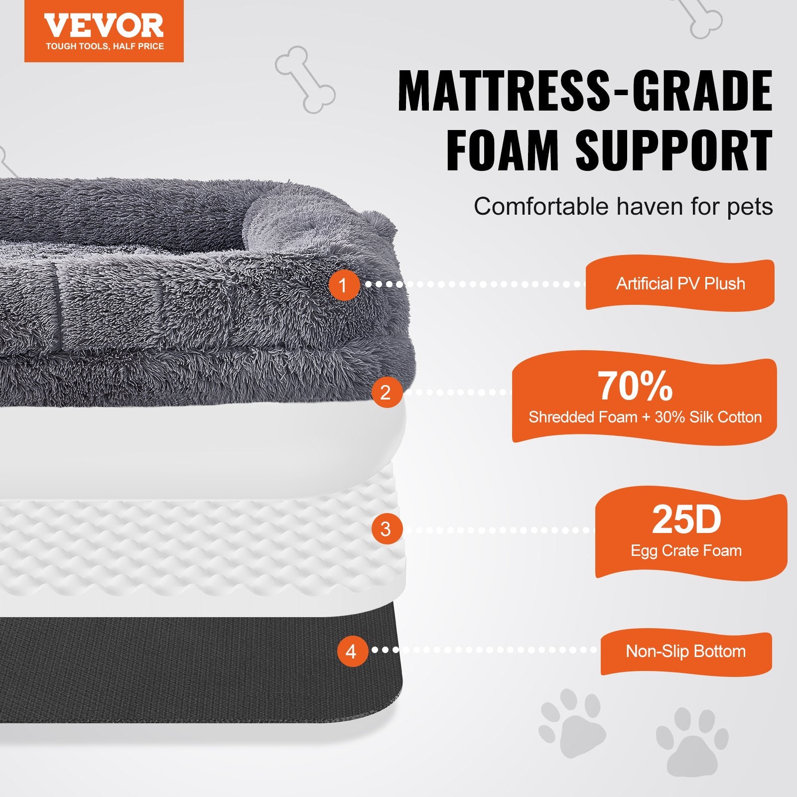 VEVOR Human Dog Bed 72in x 48in x 10in Large Human Size Dog Bed Washable PV Velvet