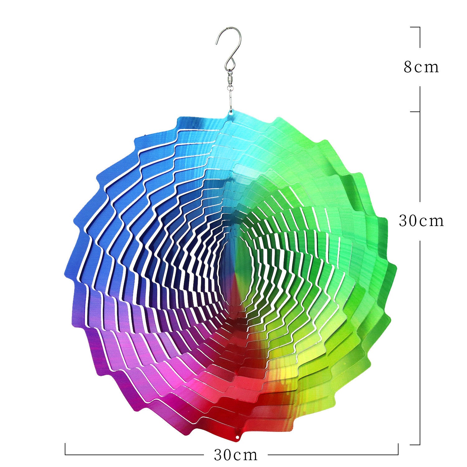 3D Wind Rotating Wind Chime Stainless Steel Colorful Tunnel Rotating Ornament