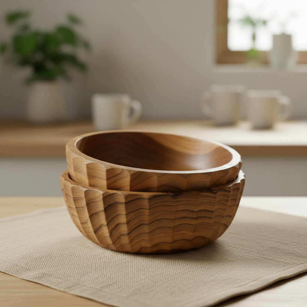 Wood Nesting Bowl Set, Organic Salad Bowls, Handcrafted Wood Bowl, Wood Bowl Set