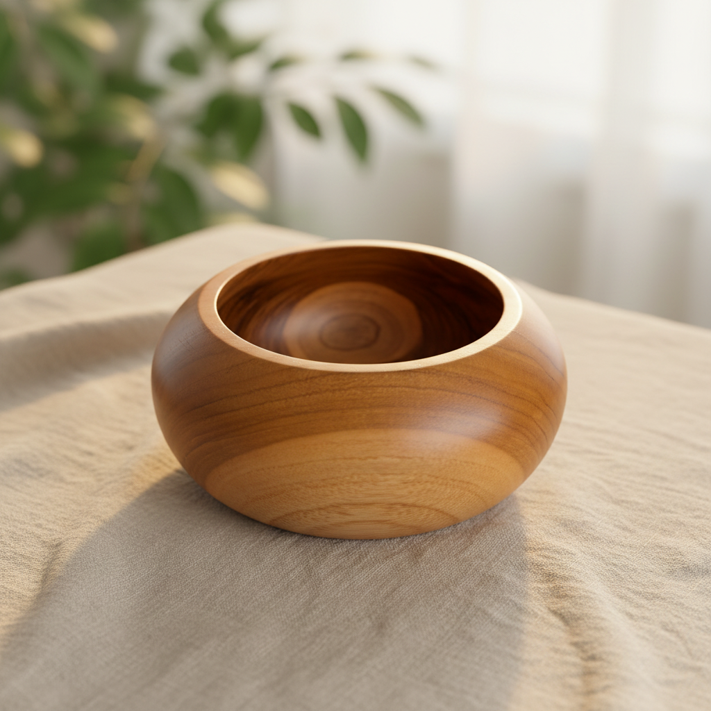 Rounded Teak Trinket Bowl
