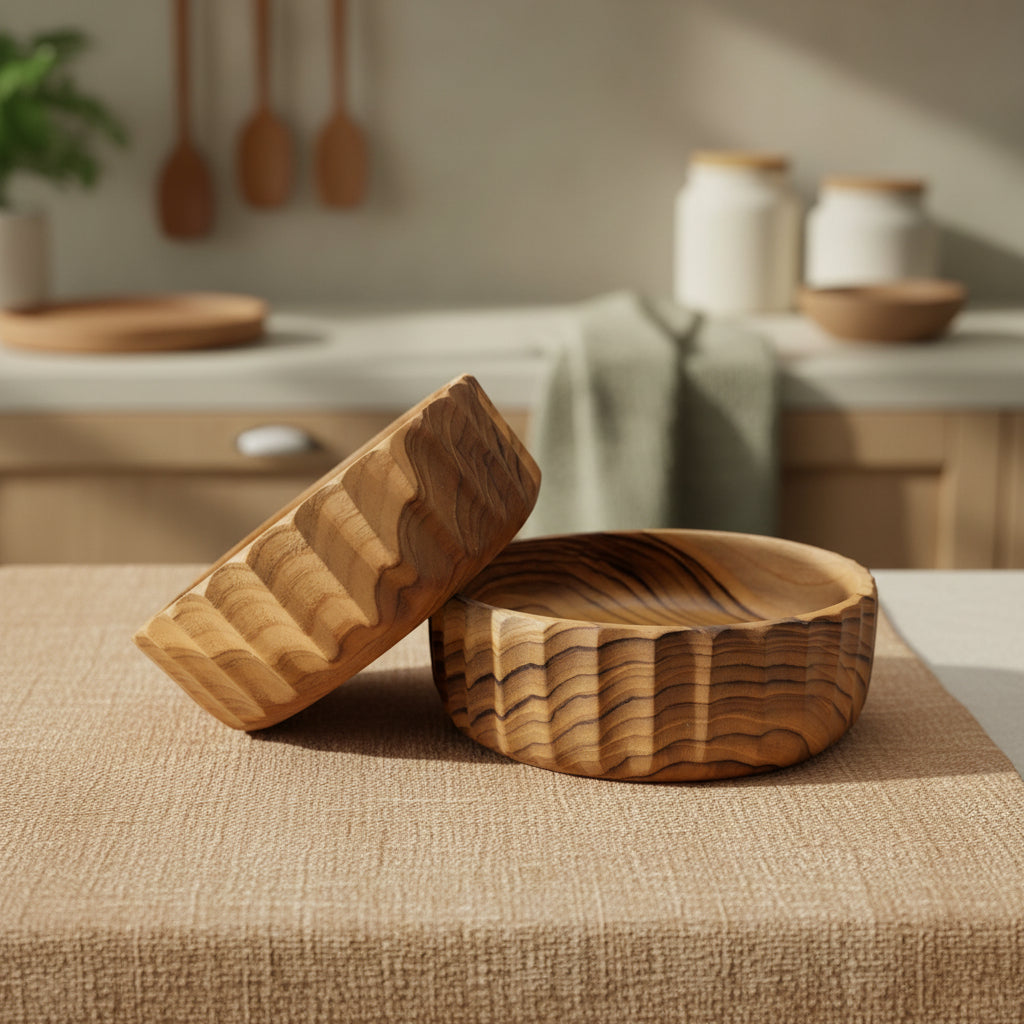Wood Nesting Bowl Set, Organic Salad Bowls, Handcrafted Wood Bowl, Wood Bowl Set