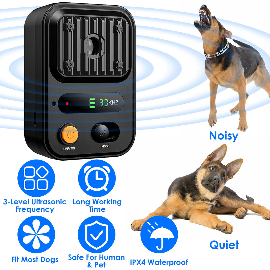 1Pc Ultrasonic Anti-Barking Device Rechargeable Auto Dog Bark Control Deterrent Box Training Device IPX4 Waterproof With 3 Frequency Max 32.8Feet Sensing Distance For Most