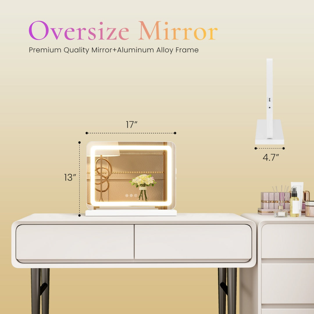 Makeup Mirror W/ Dimmable 3 Color Modes Touch Screen Control Vanity