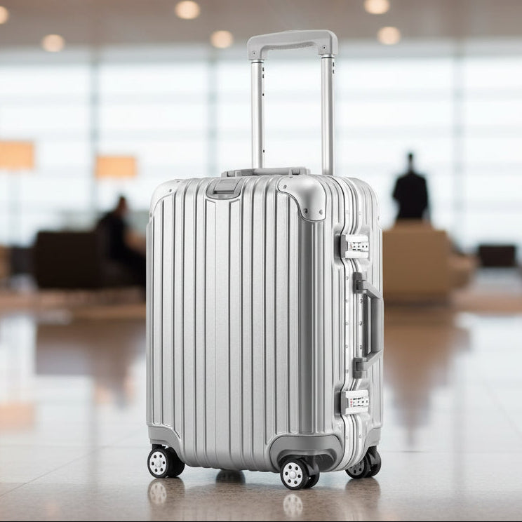 Luggage Suitcase with Thickened Aluminum Frame, Aluminum Alloy Trolley Case, 22inch Women's Wear-Resistant, Drop-Resistant Boarding Code Lock