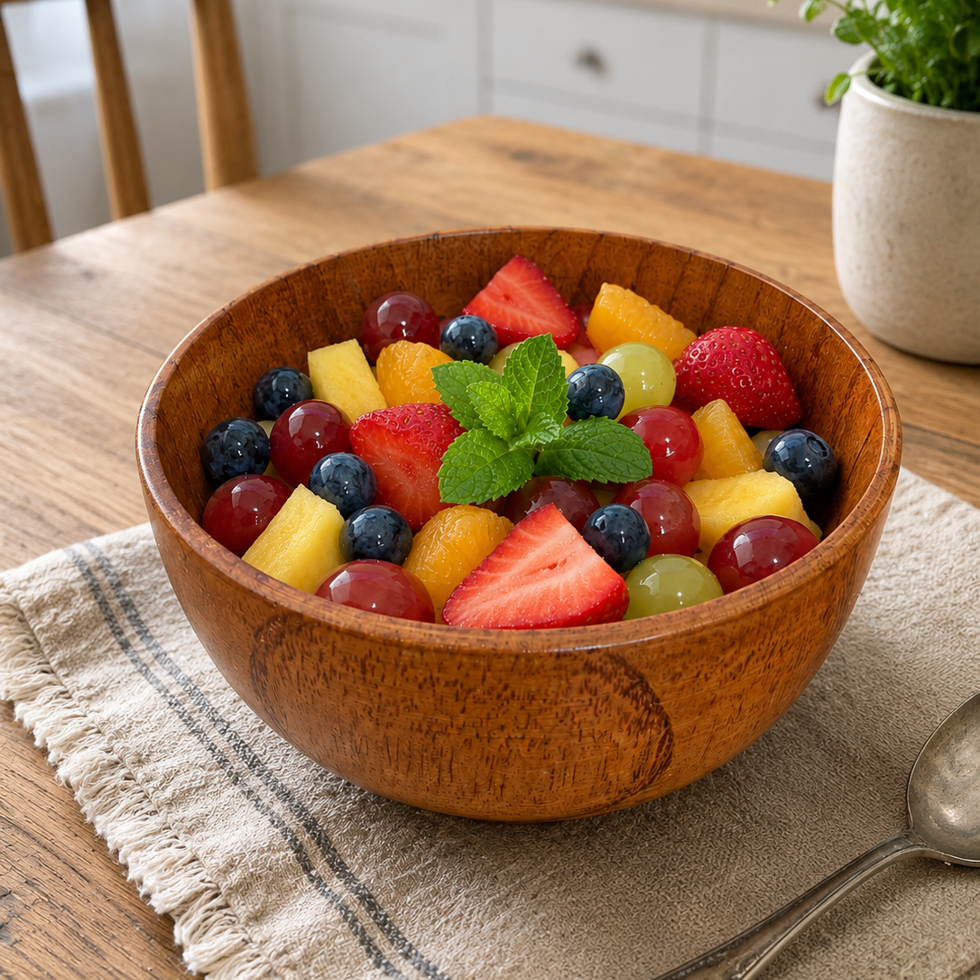 Handcrafted Wood Kitchen Set - 4 12'' Plates Plus 4 6'' Bowls