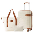 Luggage Sets 3 Piece Carry On Luggage 22x14x9 Airline Approved, Lightweight Hardshell ABS Suitcases With Wheels, 20 Inch, Cream