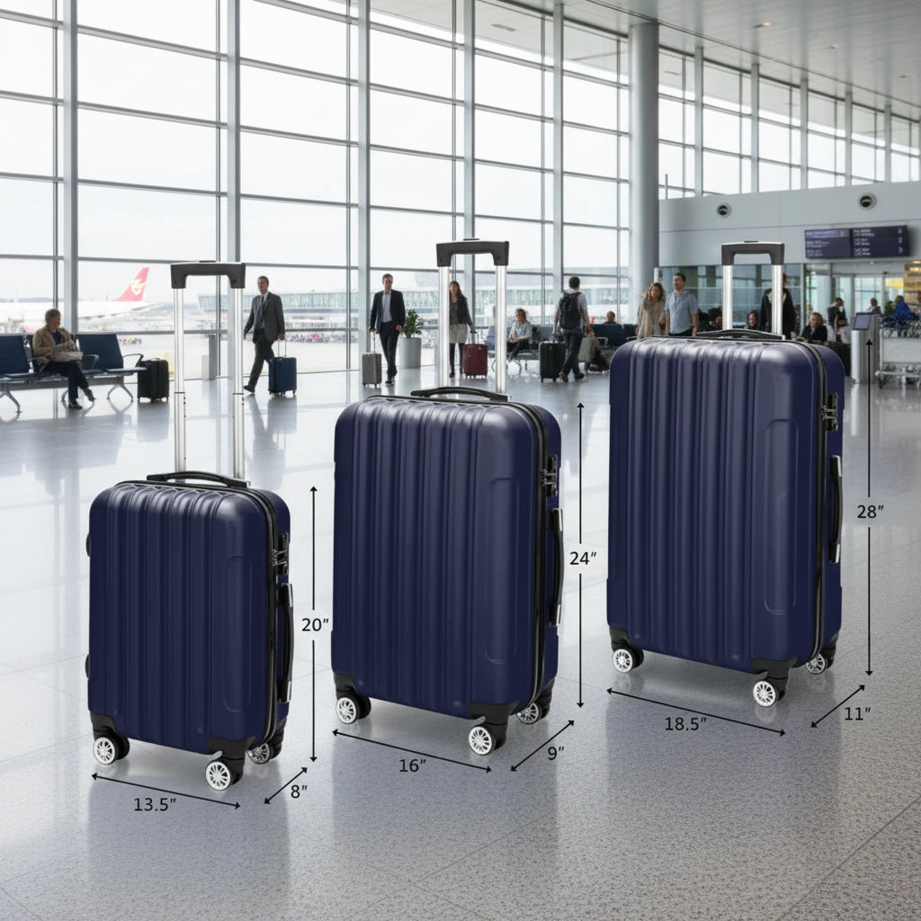 3-in-1 Multifunctional Large Capacity Traveling Storage Suitcase Luggage Set Navy Blue