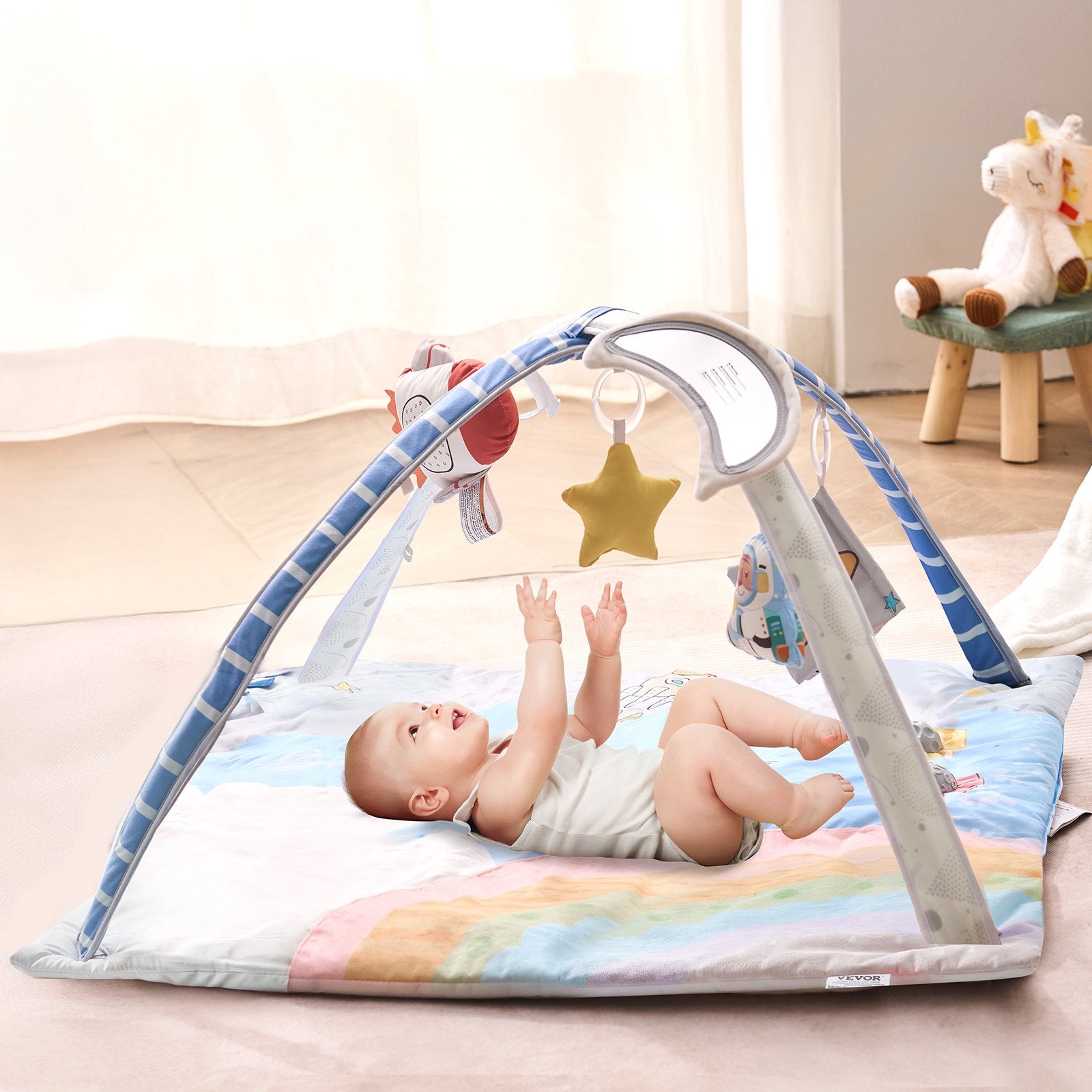 Baby Play Gym Mat Tummy Time Activity Mat With 6 Sensory Toys - Affiliated Shops