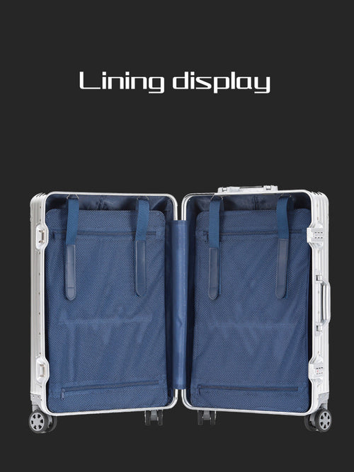 All-Aluminum Magnesium Alloy Trolley Case with Universal Wheels, Unisex Combination Lock Carry-On Suitcase, 29inch Travel Suitcase, Lightweight Travel Case