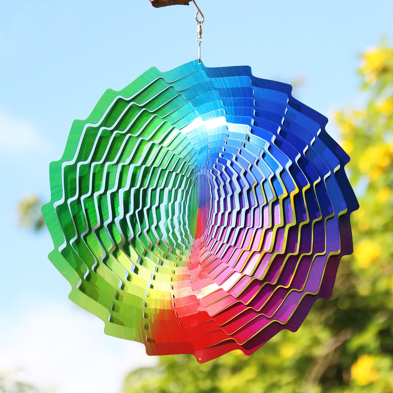 3D Wind Rotating Wind Chime Stainless Steel Colorful Tunnel Rotating Ornament