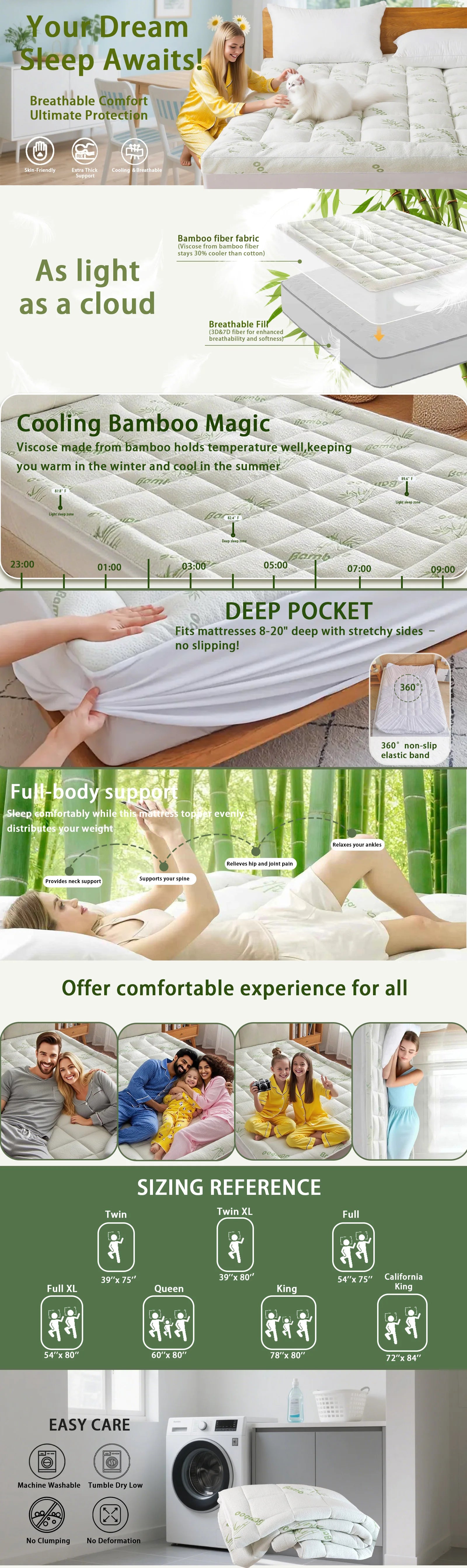 Queen Size Bamboo Viscose Mattress Topper