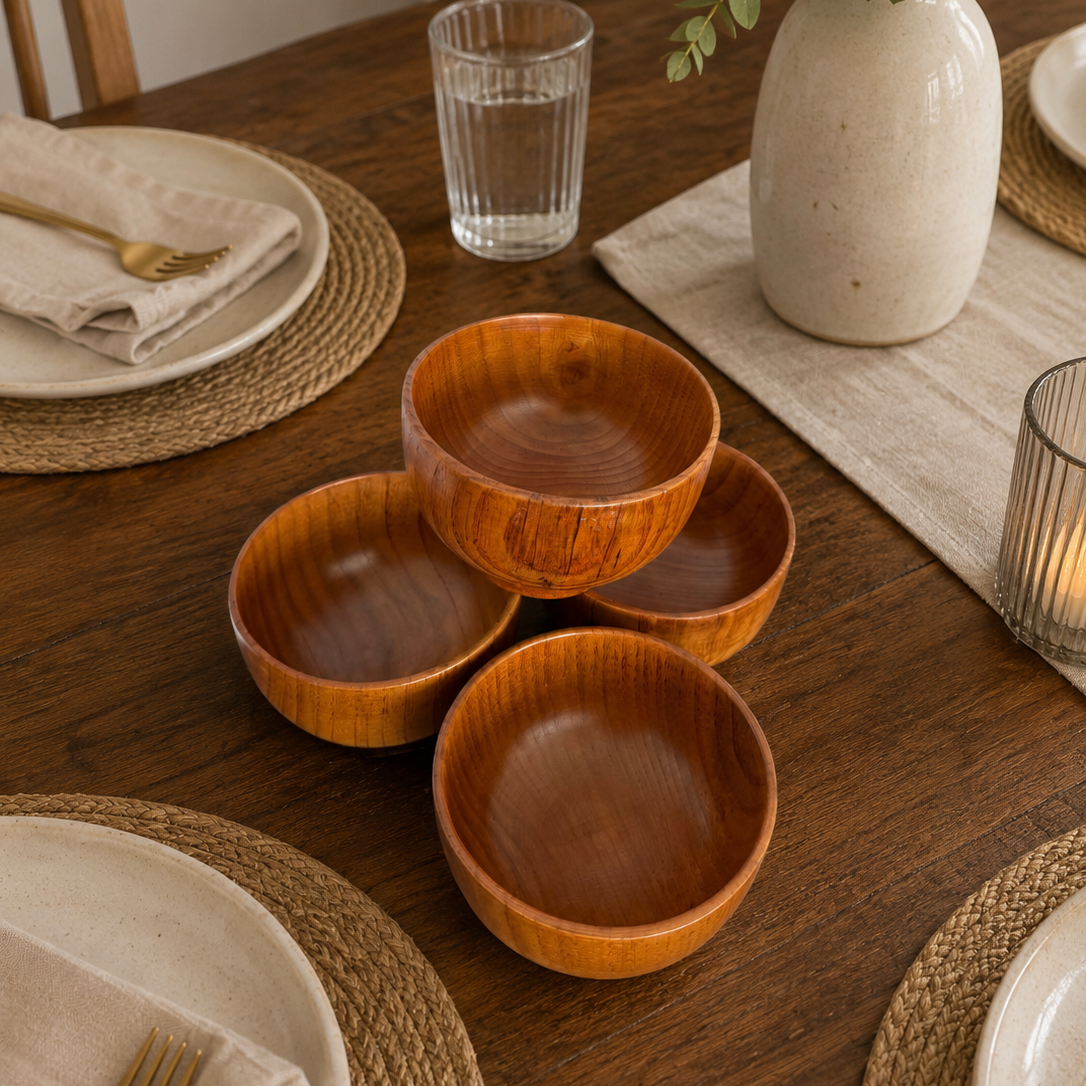 4'' Japanese Style Wooden Bowl Jujube