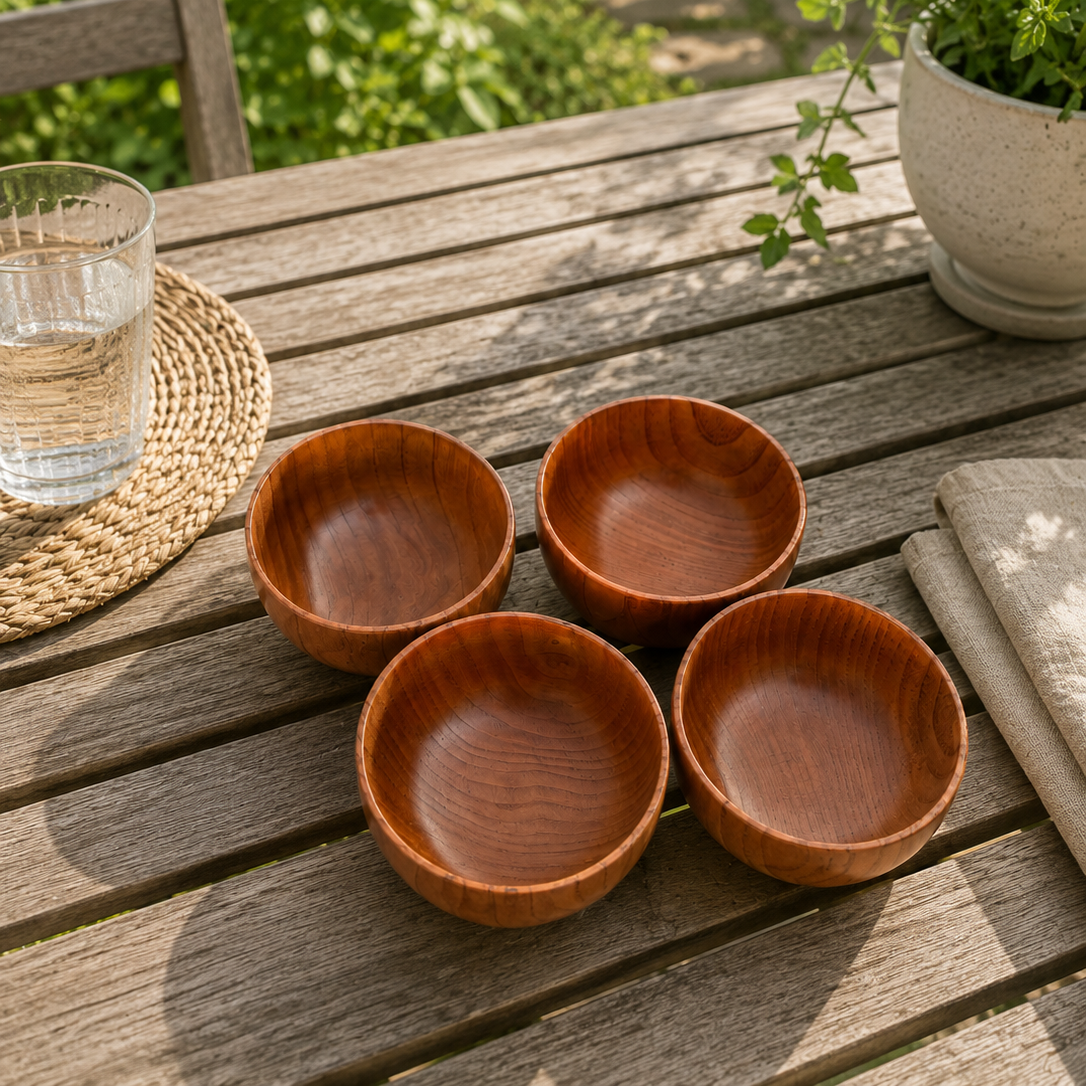 4'' Japanese Style Wooden Bowl Jujube