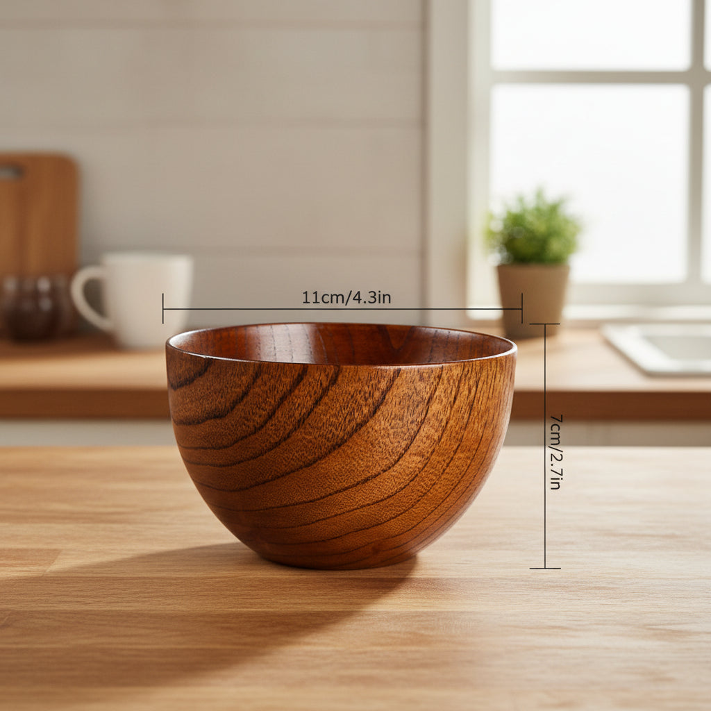 Japanese Style Wooden Bowl Natural Wood Tableware for Fruit Salad Noodle Rice Soup Kitchen Utensil Dishes Handmade Crafts