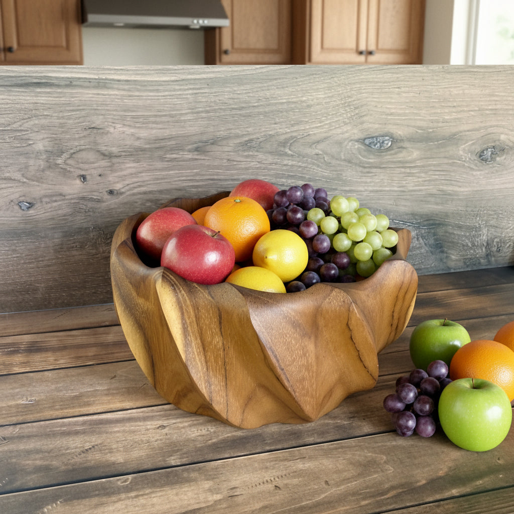 Hand-Carved Sculptural Wooden Bowl 14cm – Organic Artisan Serving & Décor Piece