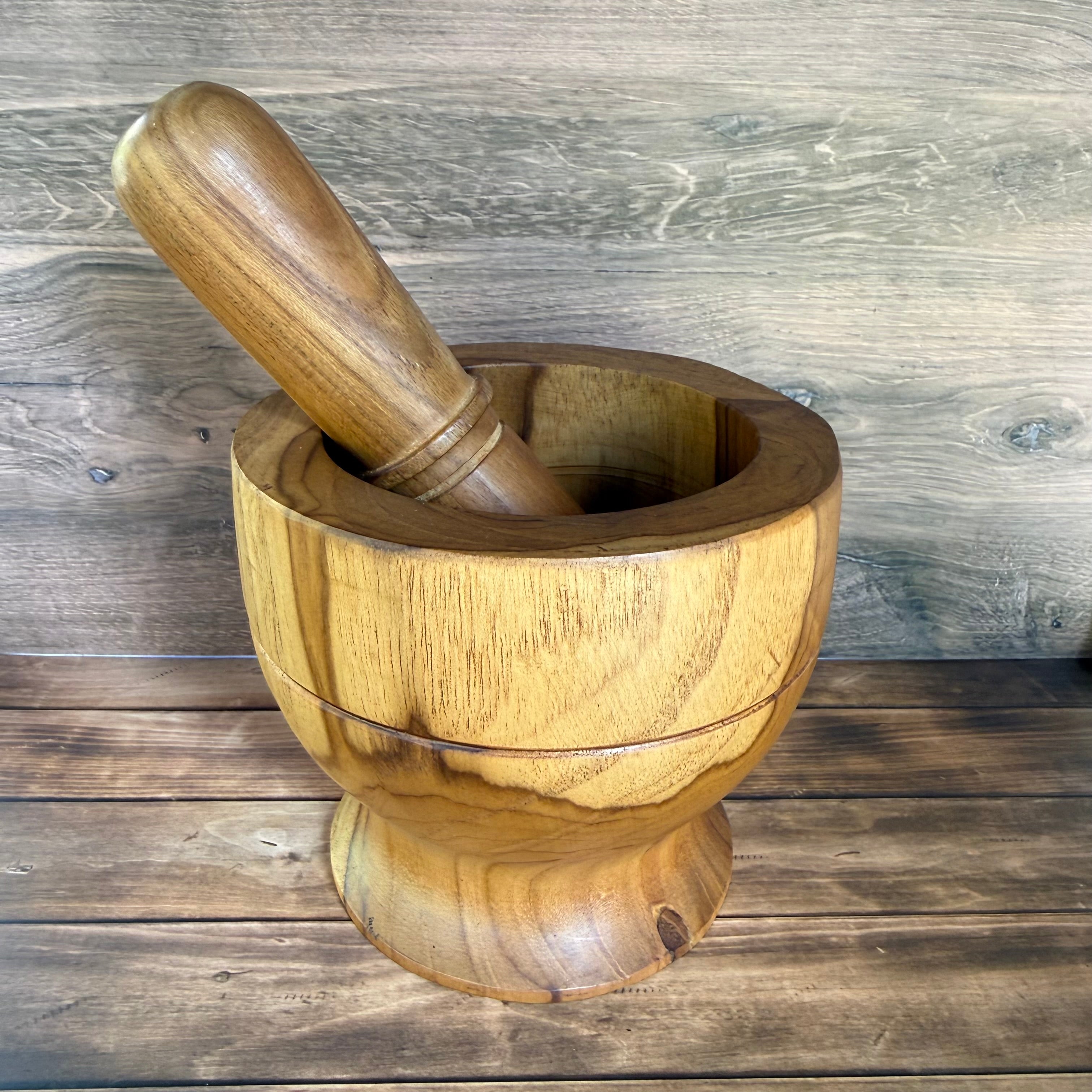 Handcrafted Wooden Mortar & Pestle Set – Natural Herb & Spice Grinder