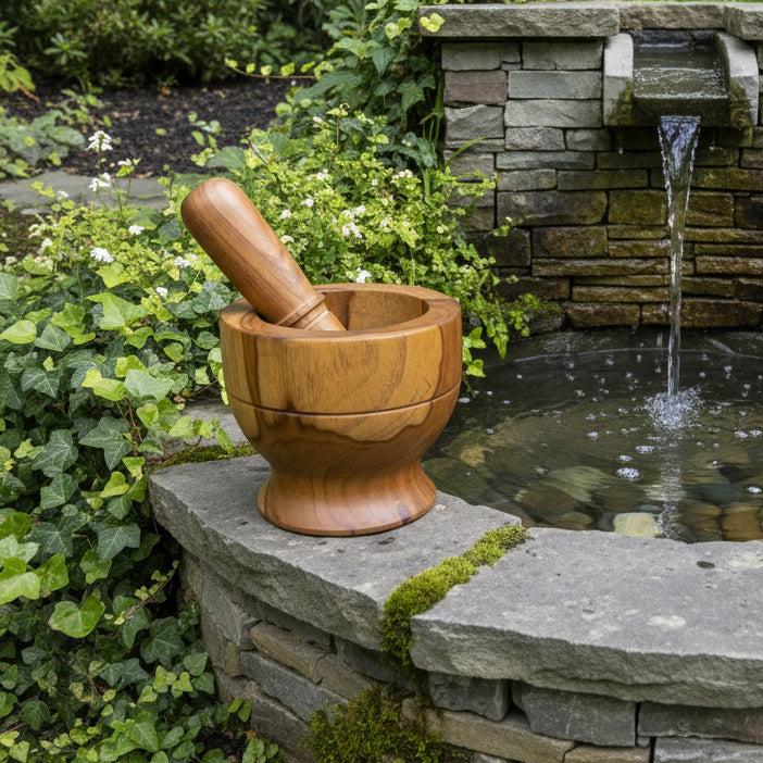 Handcrafted Wooden Mortar & Pestle Set – Natural Herb & Spice Grinder