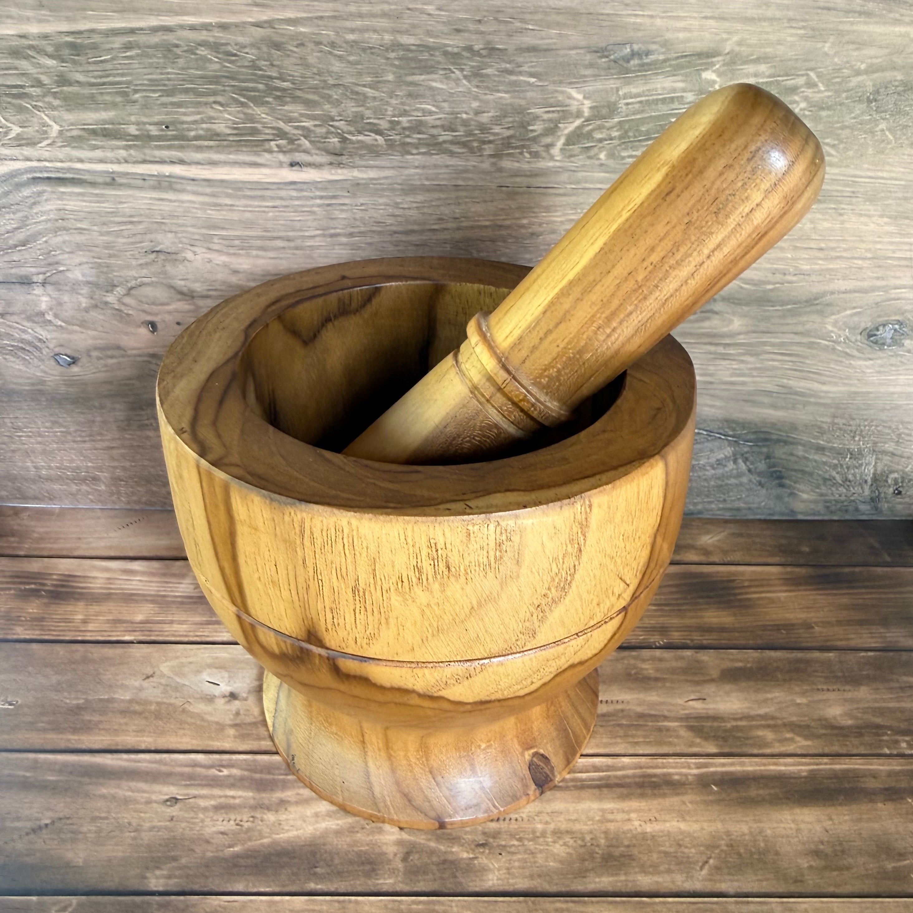 Handcrafted Wooden Mortar & Pestle Set – Natural Herb & Spice Grinder