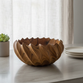 FlowCarve Statement Hand-Carved Acacia Wood Sculptural Bowl – Artisan Serving & Centerpiece