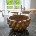 Sunburst Wood Bowl - Hand-Carved Acacia Wood Sculptural Bowl – Artisan Statement Serving & Décor Piece