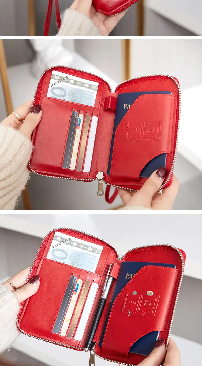 Minimalist and fashionable RFID passport holder multifunctional PU leather travel accessory passport holder wallet holder unisex