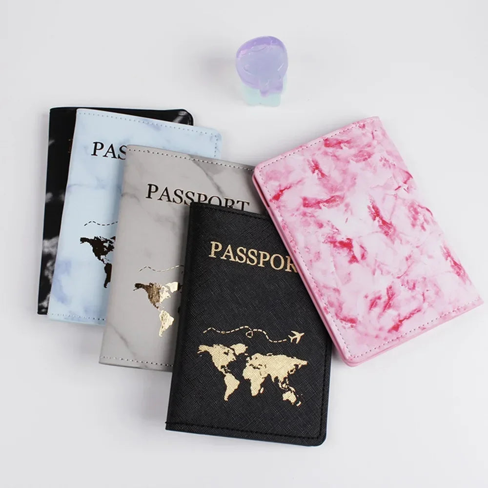 Leather Marble Style Travel Passport Cover