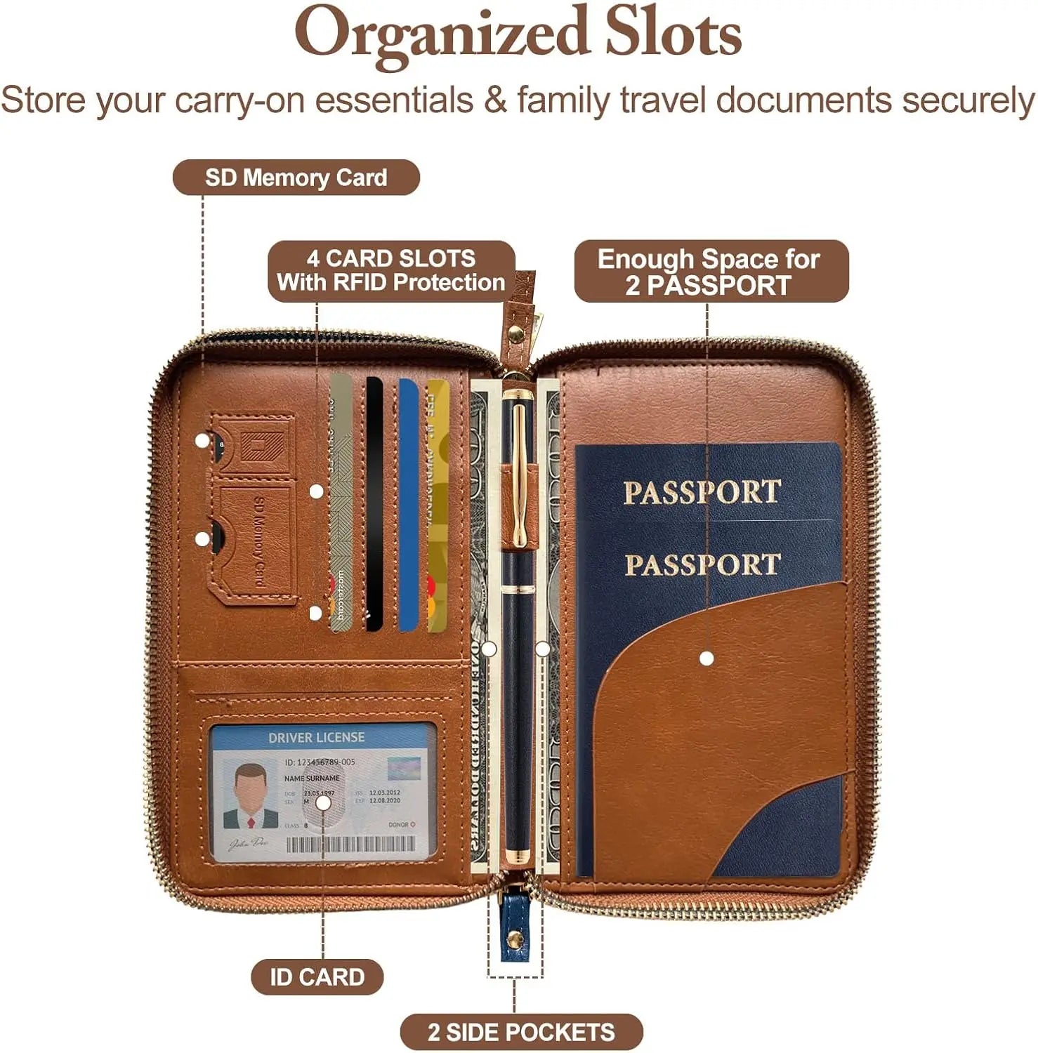 RFID Passport Holder with Card Slots for Travel