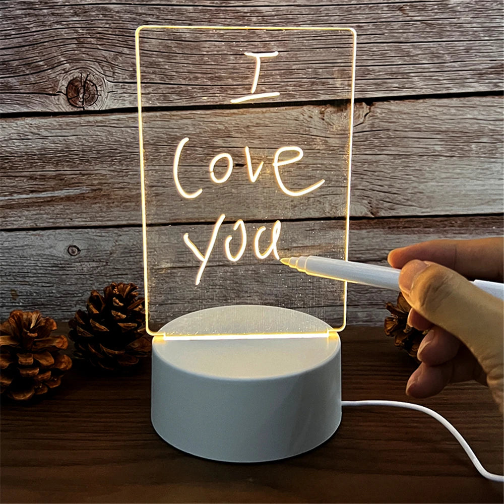 Transparent Erasable Luminous LED Night Lights USB Rechargeable Lit Outlet