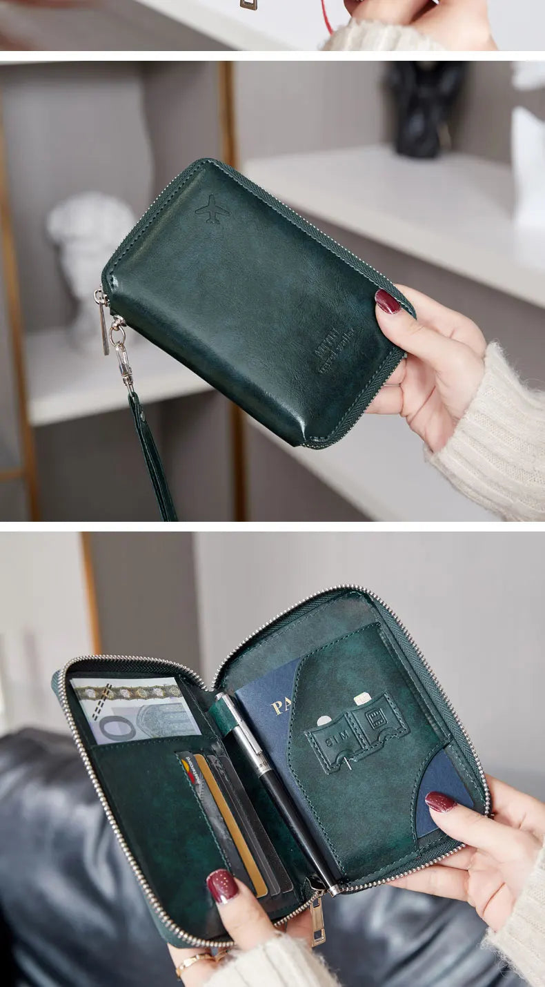 Minimalist and fashionable RFID passport holder multifunctional PU leather travel accessory passport holder wallet holder unisex