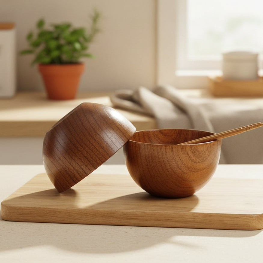 Japanese Style Wooden Bowl Natural Wood Tableware for Fruit Salad Noodle Rice Soup Kitchen Utensil Dishes Handmade Crafts - Affiliated Shops
