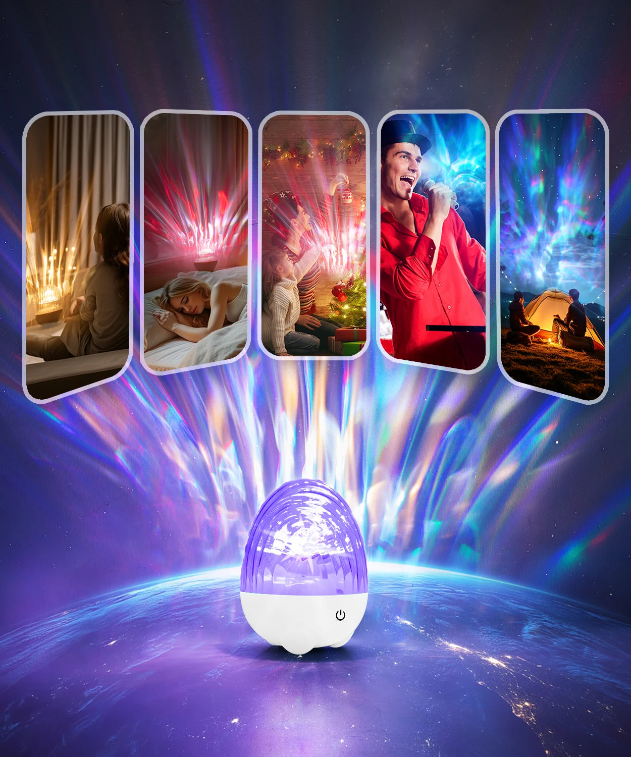 2-in-1 Music Player & Nebula Projector Desk Lamp