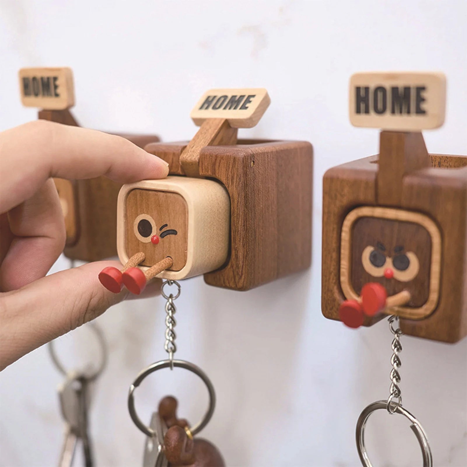 Magnetic Wooden Key Holder Wall Mount Key Organizer Hook with Wood and Magnet for Home Entryway