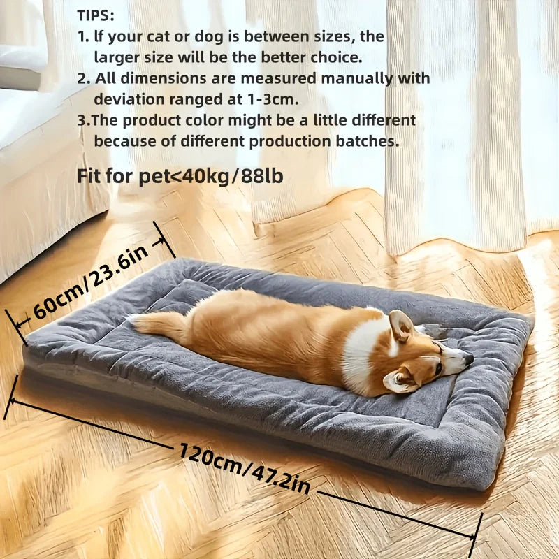 Oversized Plush Dog Cat Bed Sofa Crate Pad Ultra Soft Polyester Pet Mat for All Size Cats Dogs Adorable Rectangle Couch