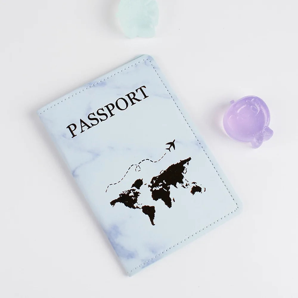 Leather Marble Style Travel Passport Cover