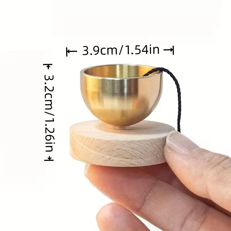 Wooden Mini Song Bowl Pure Brass Wind Chime Set Yoga Meditation Mindfulness Relieve Stress Dopamine Beech Wood Doorbell