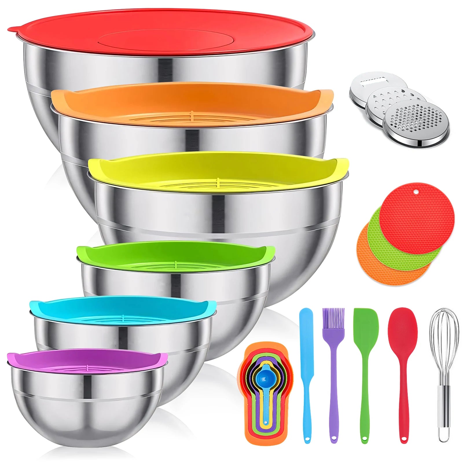 29Piece Stainless Steel Mixing Bowl Set Various Sizes Premium Kitchen Essentials for Mixing and Serving NonSlip Affiliated Shops