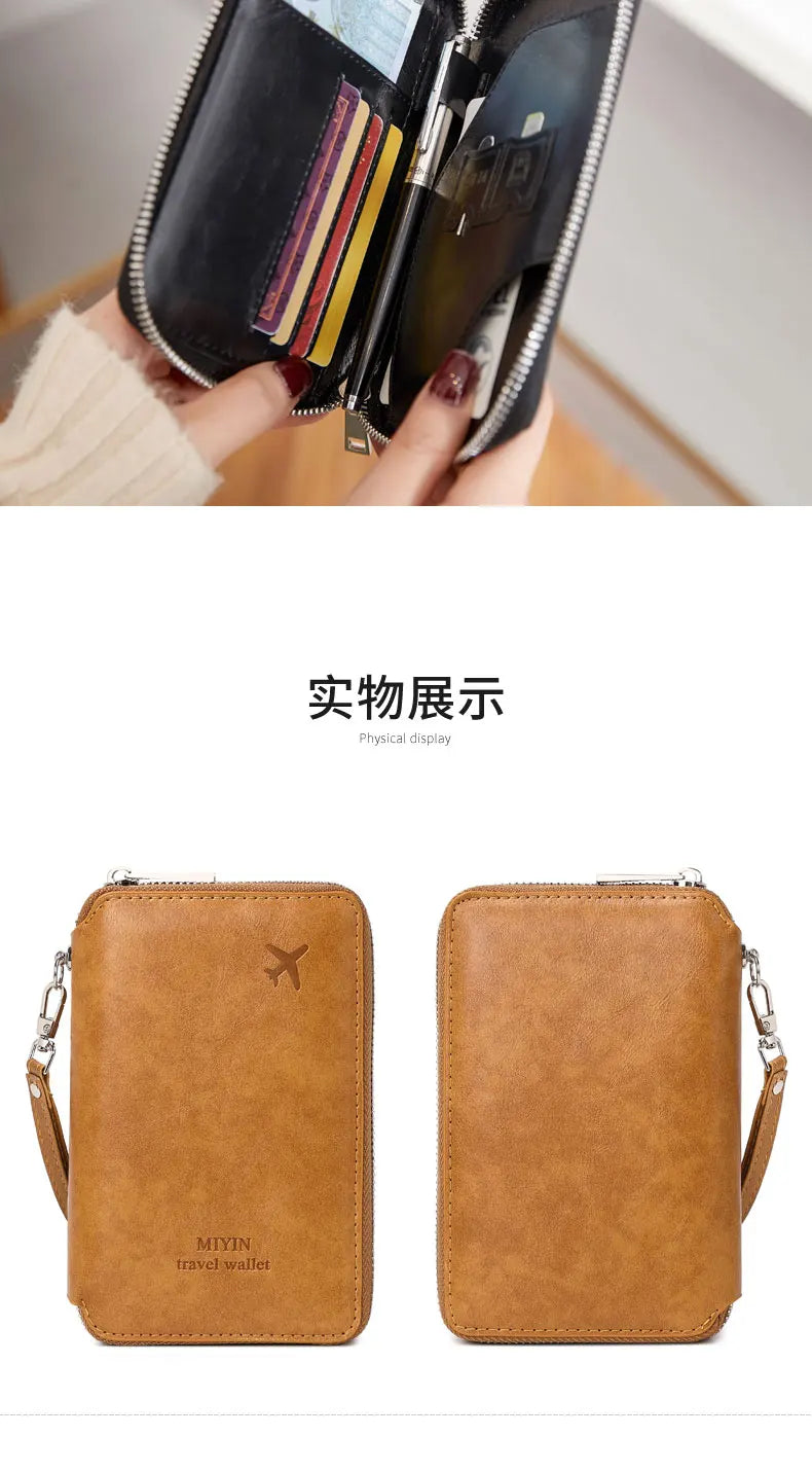 Minimalist and fashionable RFID passport holder multifunctional PU leather travel accessory passport holder wallet holder unisex