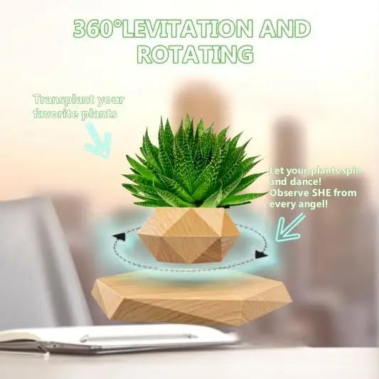 360 Degrees Rotating Floating Plant Pot with Magnetic Levitation