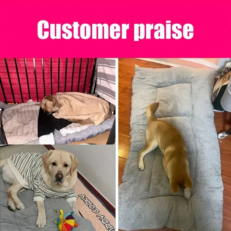 Oversized Plush Dog Cat Bed Sofa Crate Pad Ultra Soft Polyester Pet Mat for All Size Cats Dogs Adorable Rectangle Couch