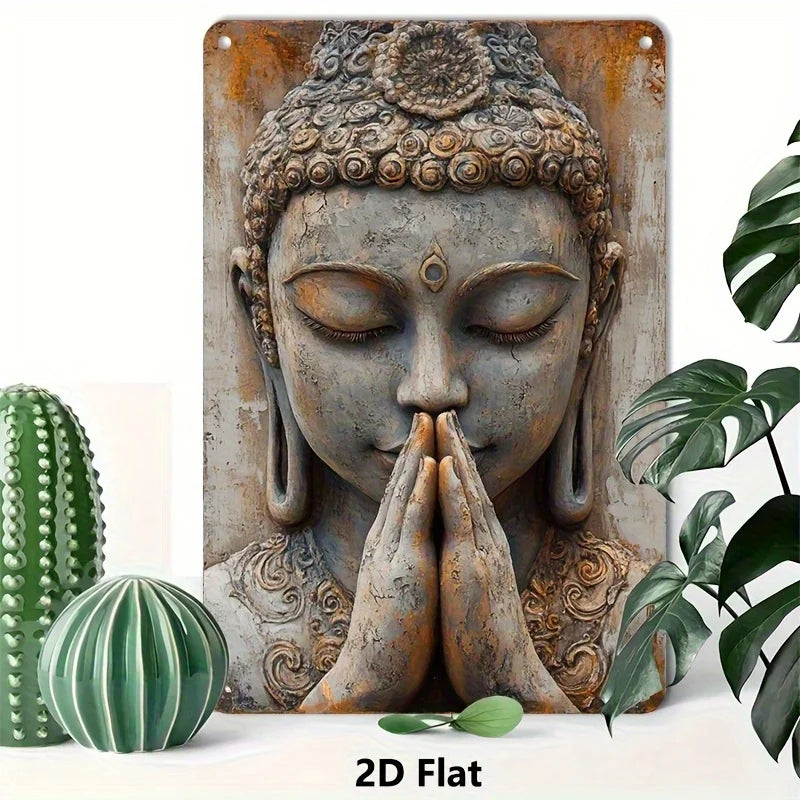 Golden Leaf Buddha Vintage Plaque 2D Flat Wall Decorations Poster for Home and Garden Decoration Lit Outlet