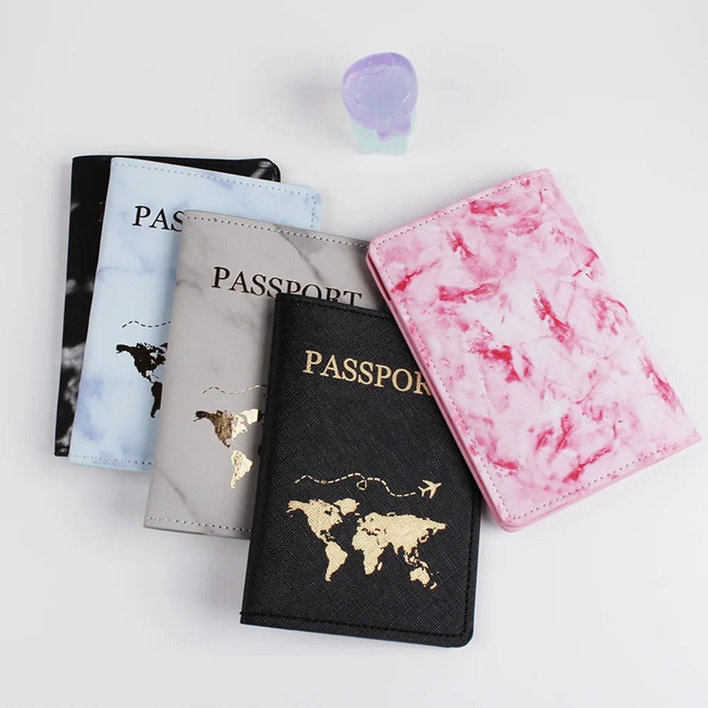 Leather Marble Style Travel Passport Cover