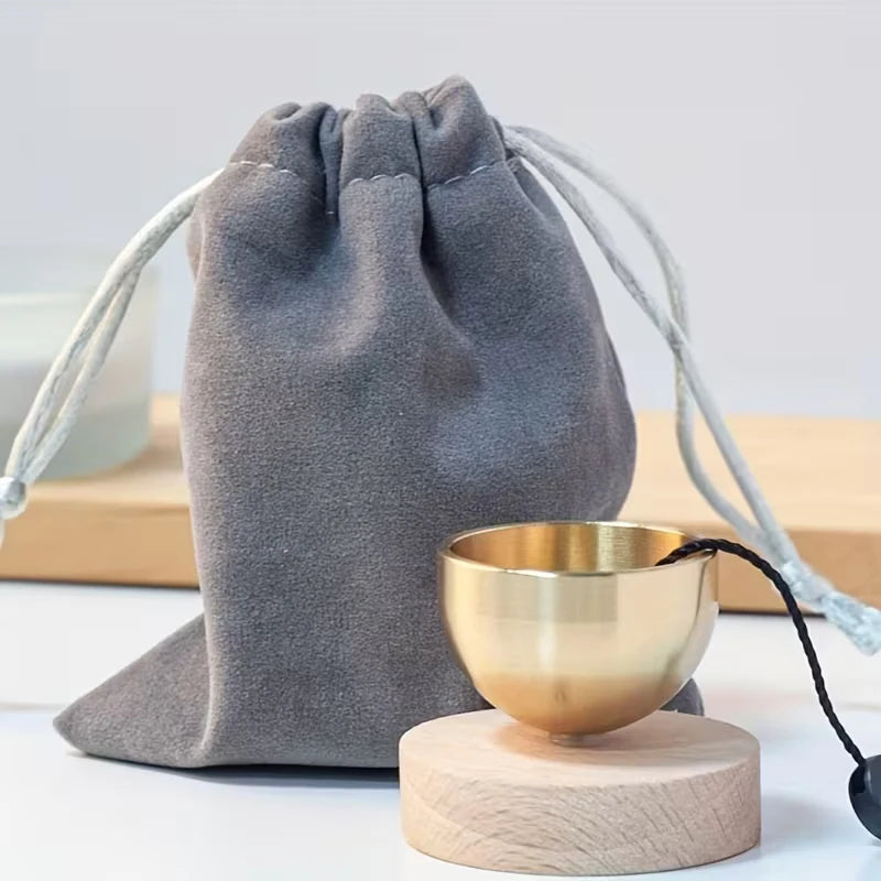 Wooden Mini Song Bowl Pure Brass Wind Chime Set Yoga Meditation Mindfulness Relieve Stress Dopamine Beech Wood Doorbell