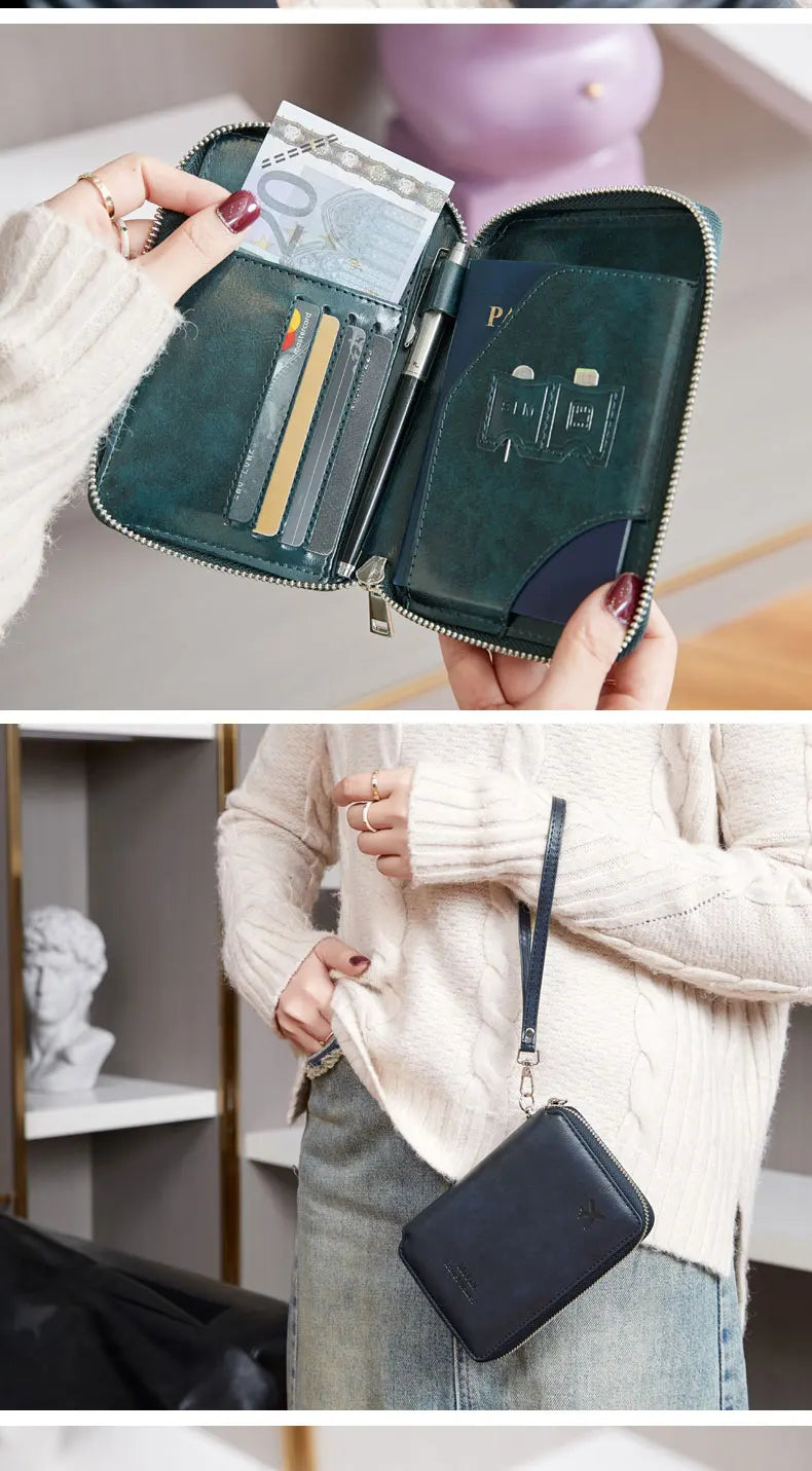 Minimalist and fashionable RFID passport holder multifunctional PU leather travel accessory passport holder wallet holder unisex
